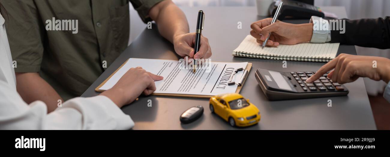 Car dealer calculate interest rate and costs of car loan with