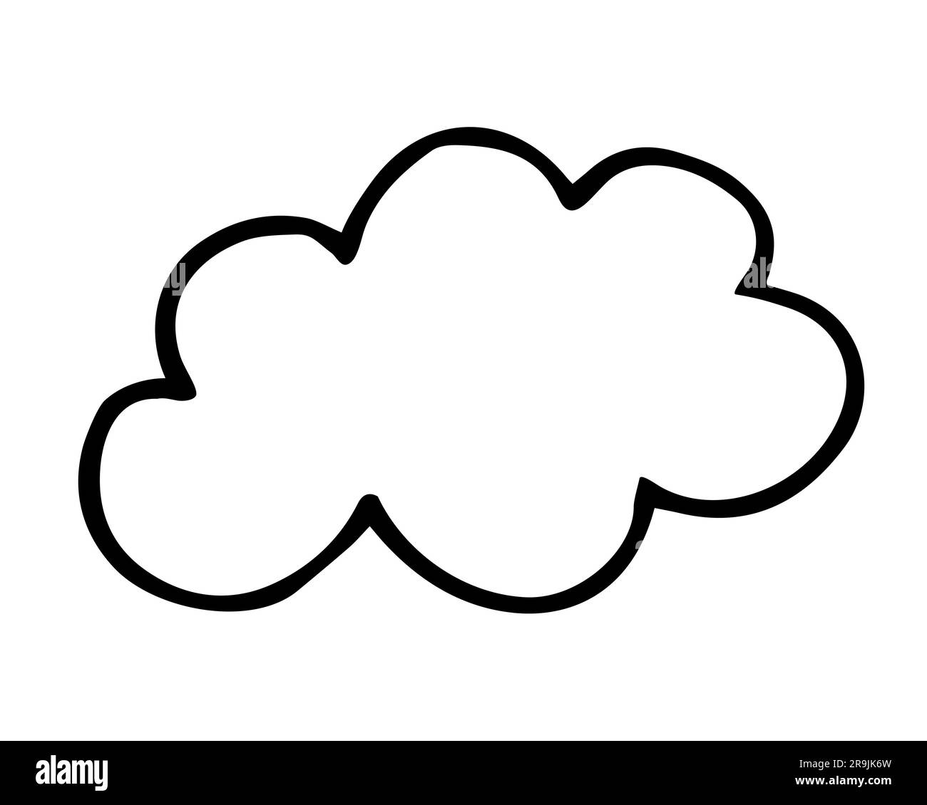 Cloud hand painted with brush. Doodle cloud icon isolated on white