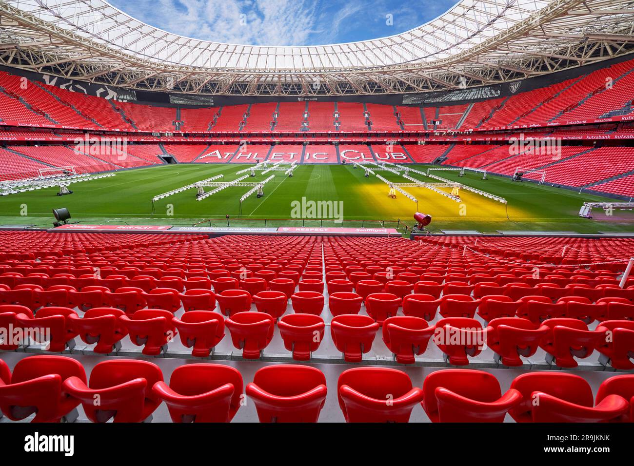 Panoramic pitch view at San Mames arena - the official home ground of FC Athletic Bilbao, Spain Stock Photo