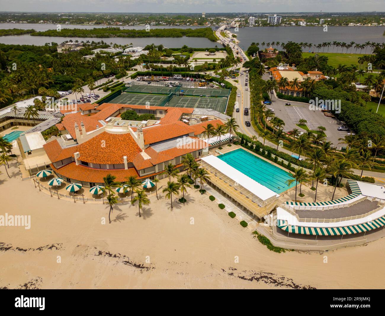 Palm Beach, FL, USA - June 23, 2023: Aerial photo Mar A Lago Palm Beach FL circa 2023 Stock Photo