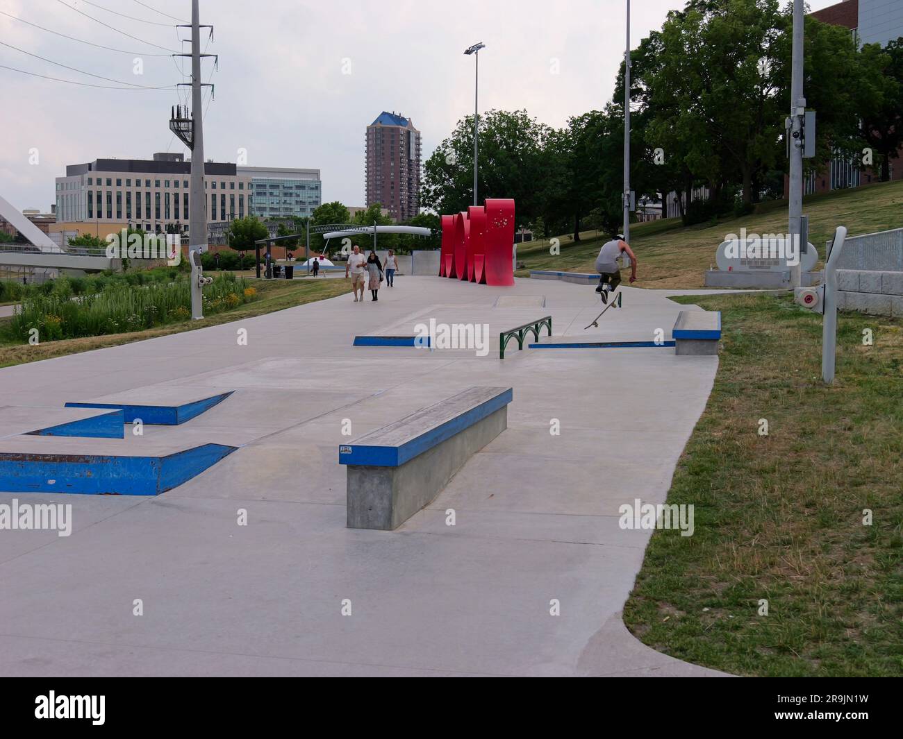 Des Moines, Iowa June 24, 2023 Lauridsen Skatepark the largest