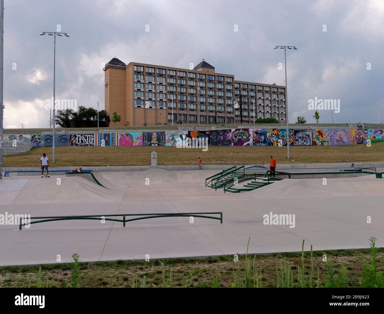 Des Moines, Iowa June 24, 2023 Lauridsen Skatepark the largest
