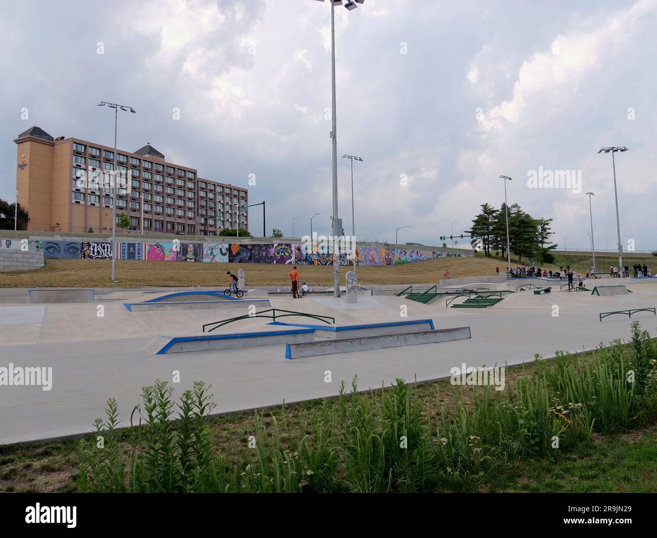 Des Moines, Iowa June 24, 2023 Lauridsen Skatepark the largest