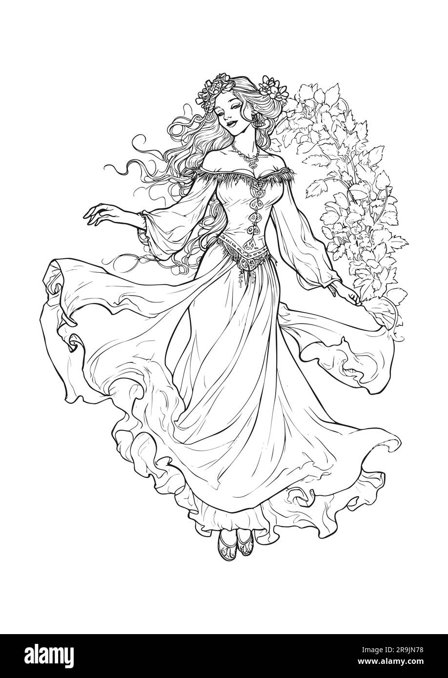 Princess coloring pages dress hi-res stock photography and images - Alamy