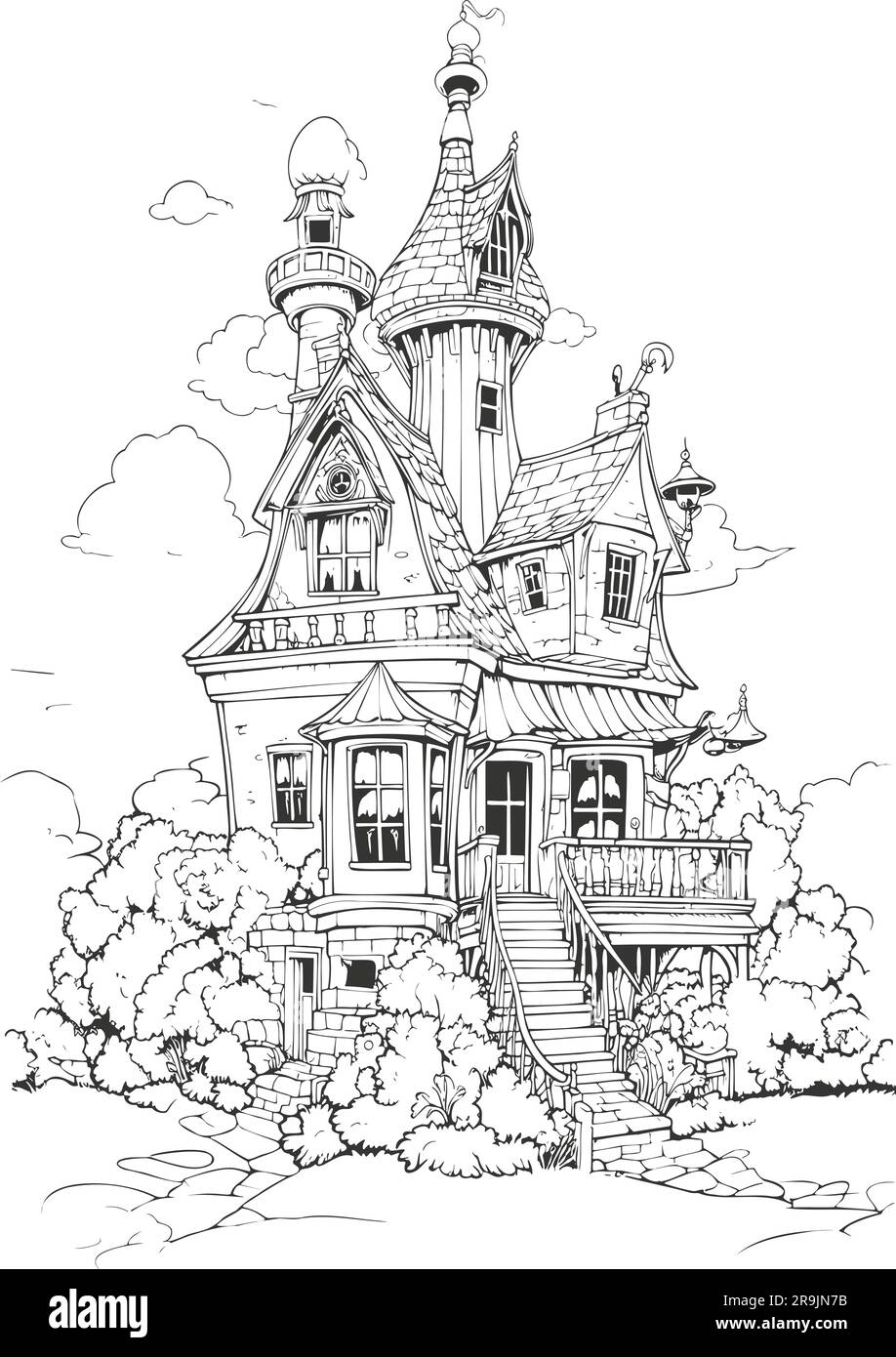 Enchanted Realm, Princess Coloring Book pages Stock Vector Image & Art