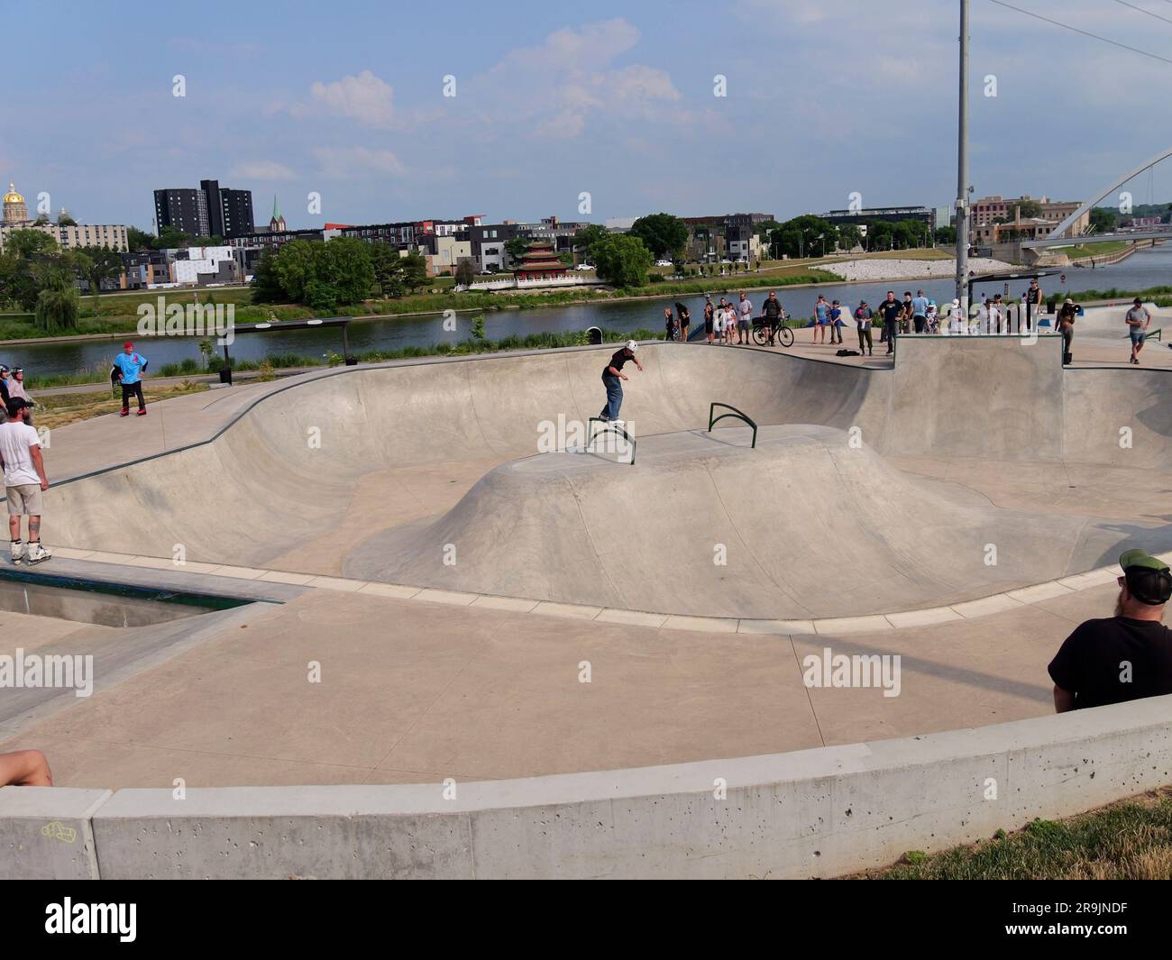 Des Moines, Iowa June 24, 2023 Lauridsen Skatepark the largest