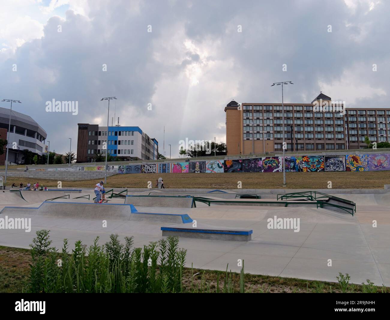 Des Moines, Iowa June 24, 2023 Lauridsen Skatepark the largest