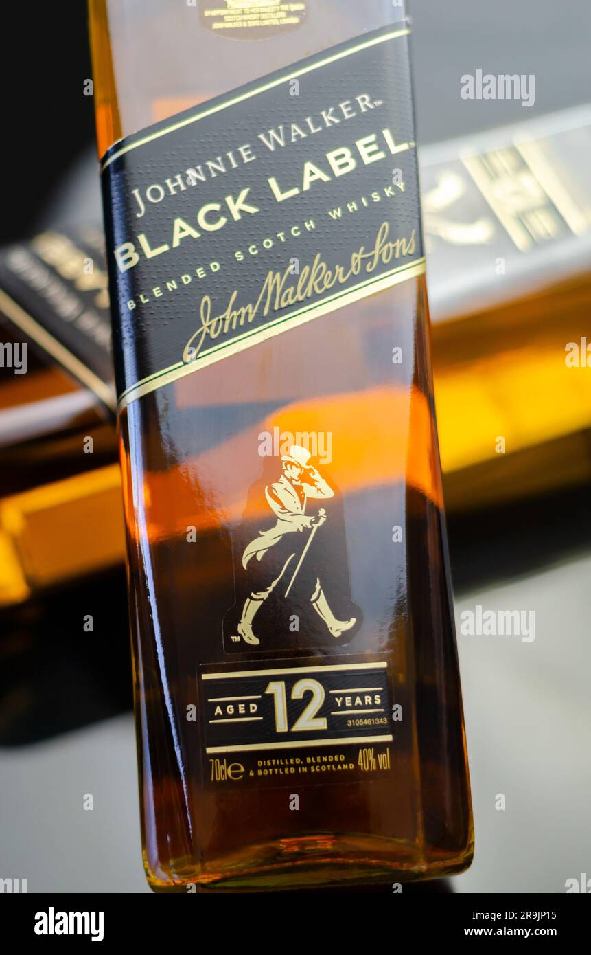 LONDON, UK 15 JUNE 2023 Johnnie Walker Black Label scotch whiskey, a