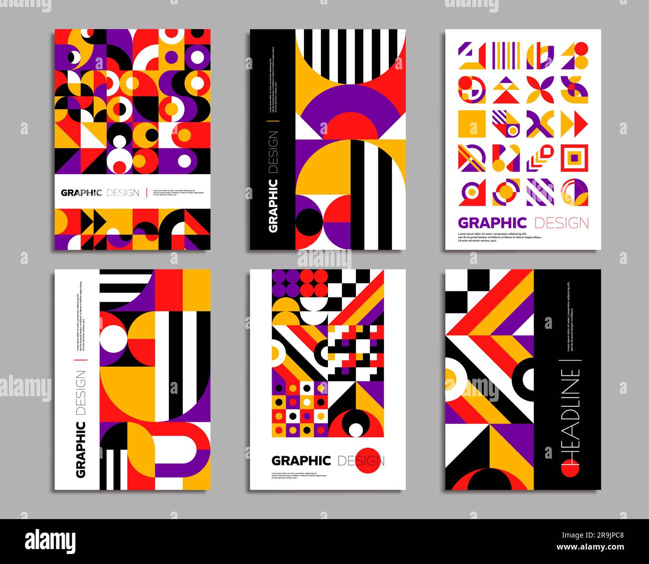 Bauhaus posters. Geometric abstract background patterns. Vector 