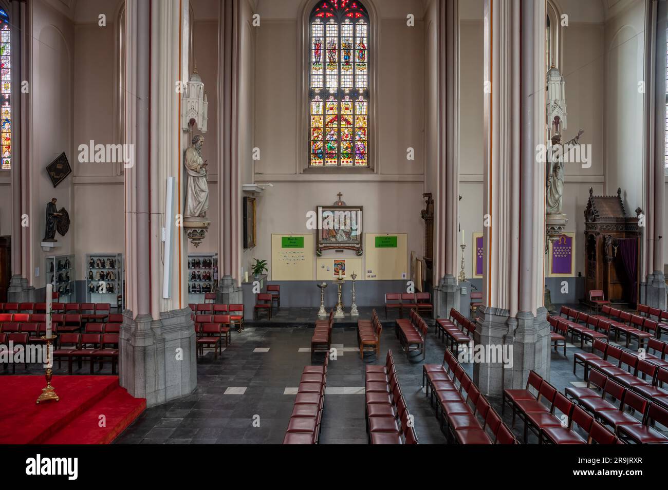 Wetteren, East Flemish Region, Belgium, June 16, 2023 - Interior design of the Saint Gertrudius catholic church Stock Photo