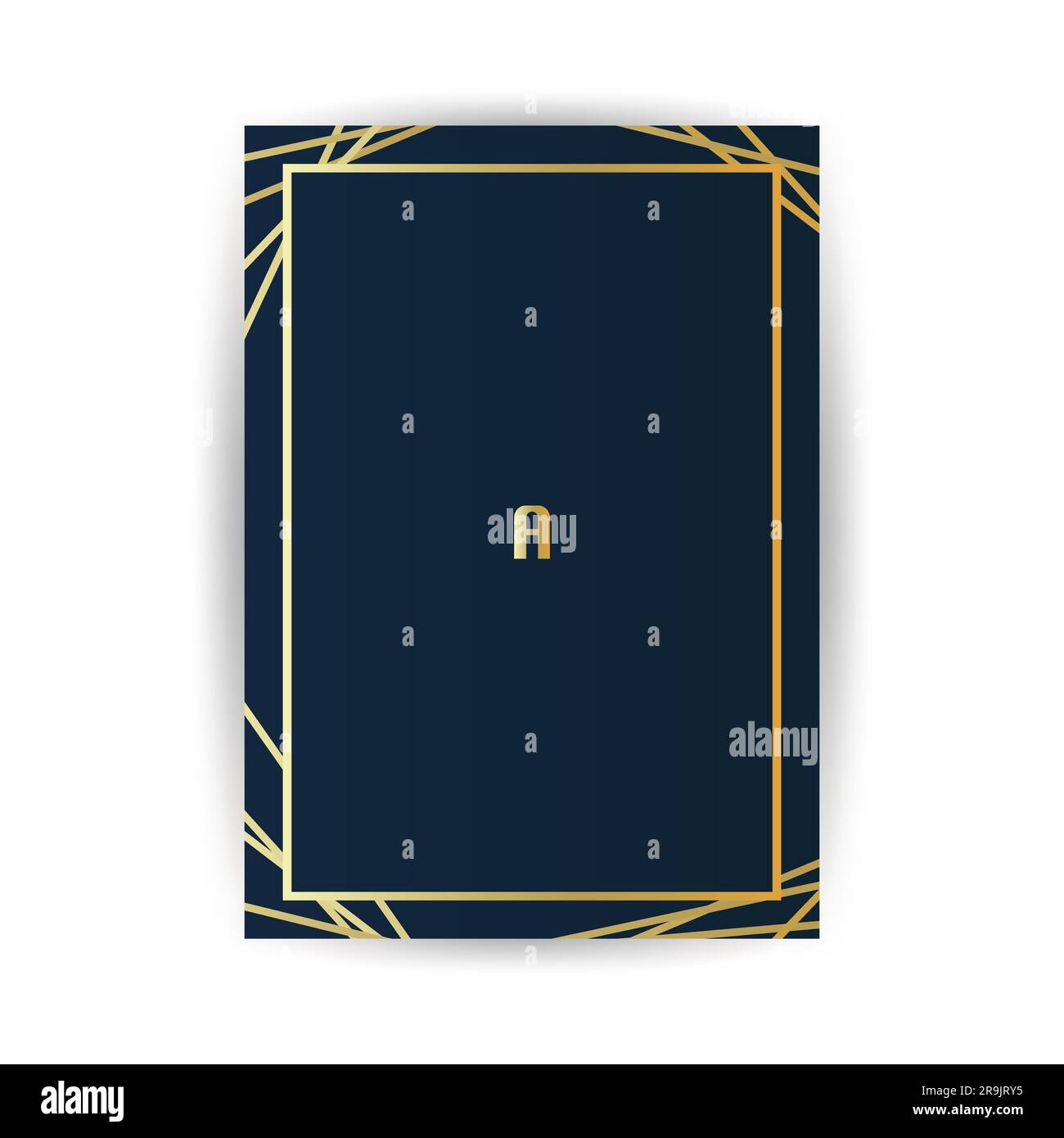 Golden Geometric Frame, Lines Pattern Minimalist Geometrical Art Deco