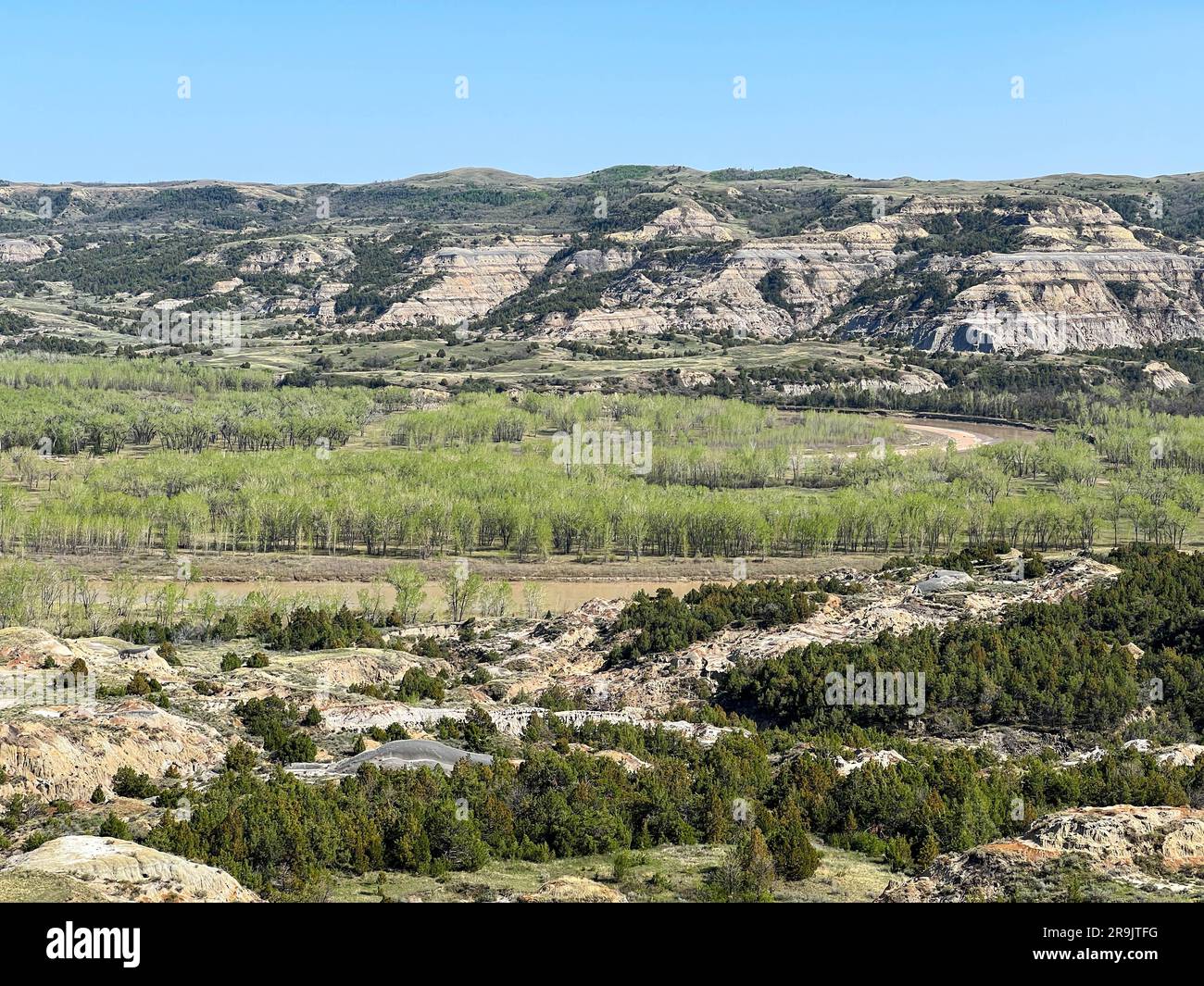 The badlands hills and mountains in Theodore Roosevelt National Park in