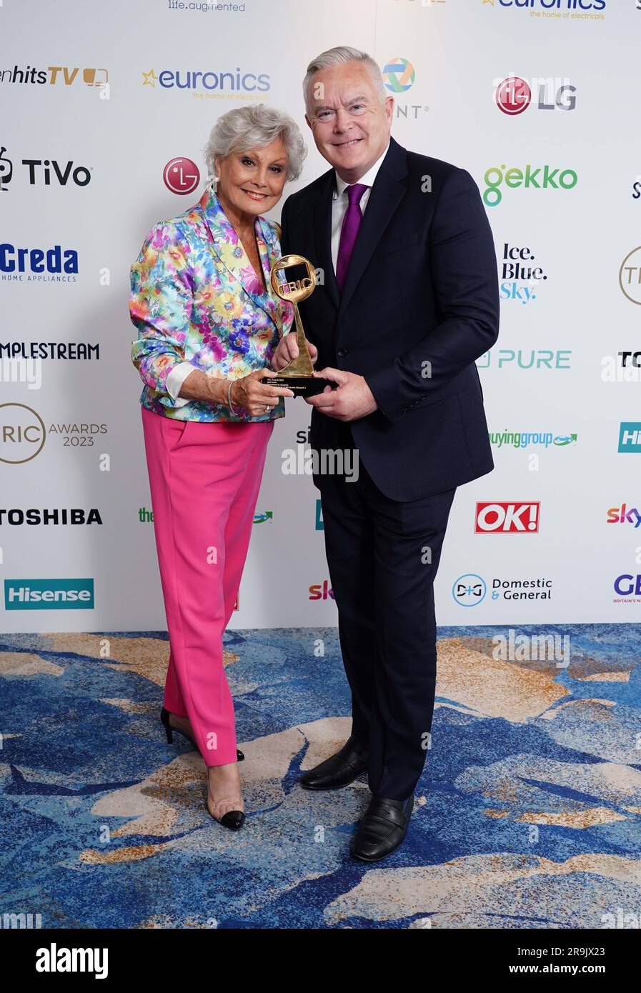 Huw Edwards, with Angela Rippon, with the Live Event award for the ...