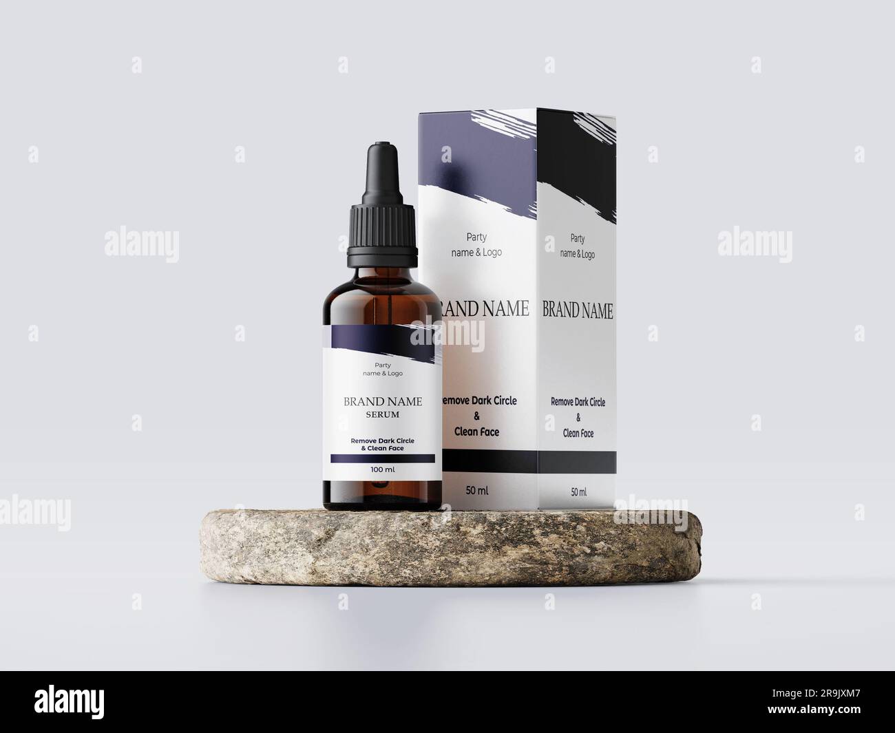 Cosmetic products mockup design template. 3d design 3d realistic design. Serum design. Serum bottle. White background design.beauty product. Stock Photo