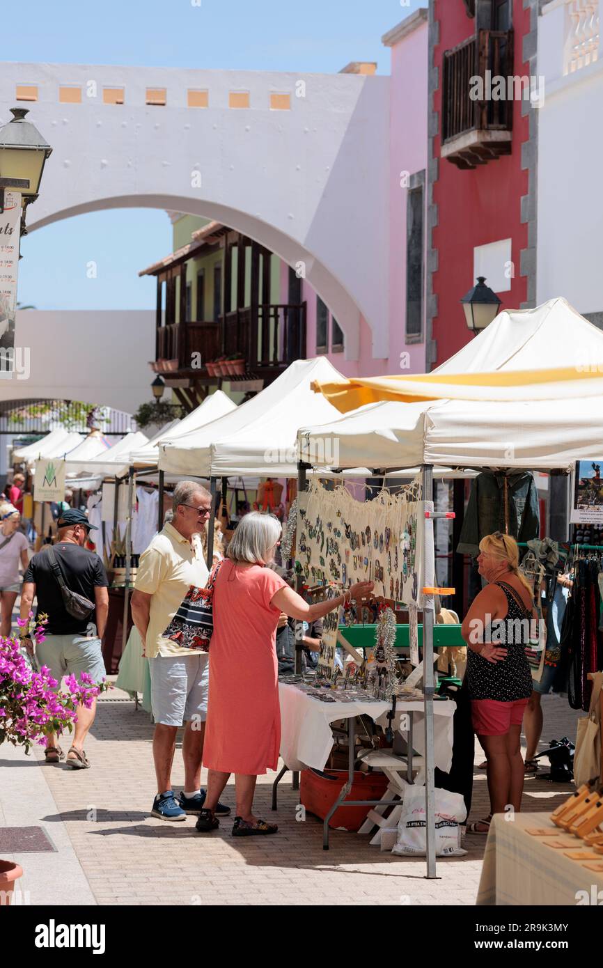 Artisan craft market at El Campanario Corralejo Fuerteventura Canary Islands Spain Stock Photo