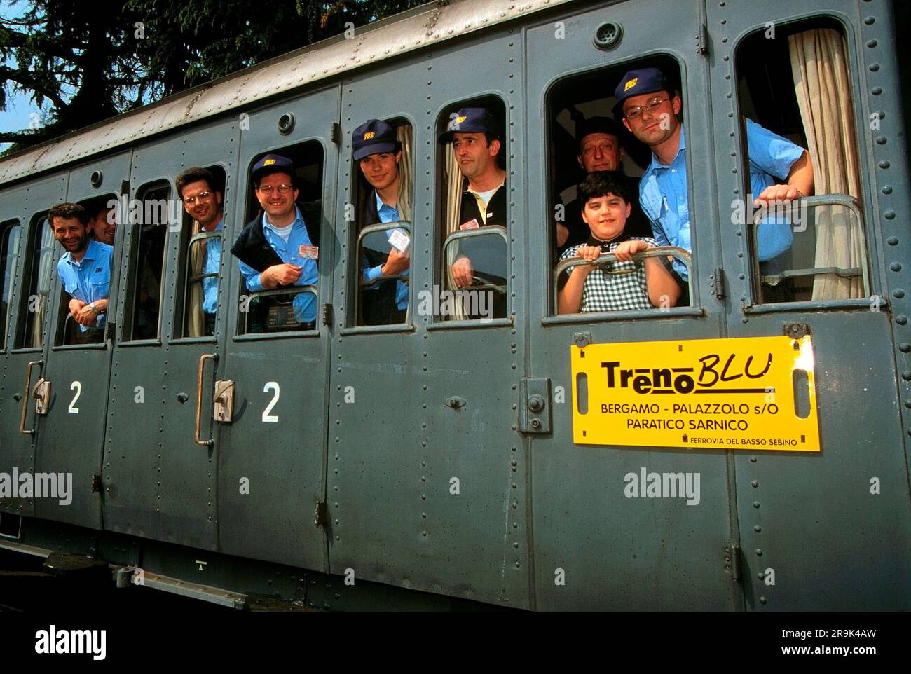 Italy Lombardia  'Railroad Basso Sebino' Blu Train - Bergamo - Palazzolo - Paratico - Sarnico Stock Photo