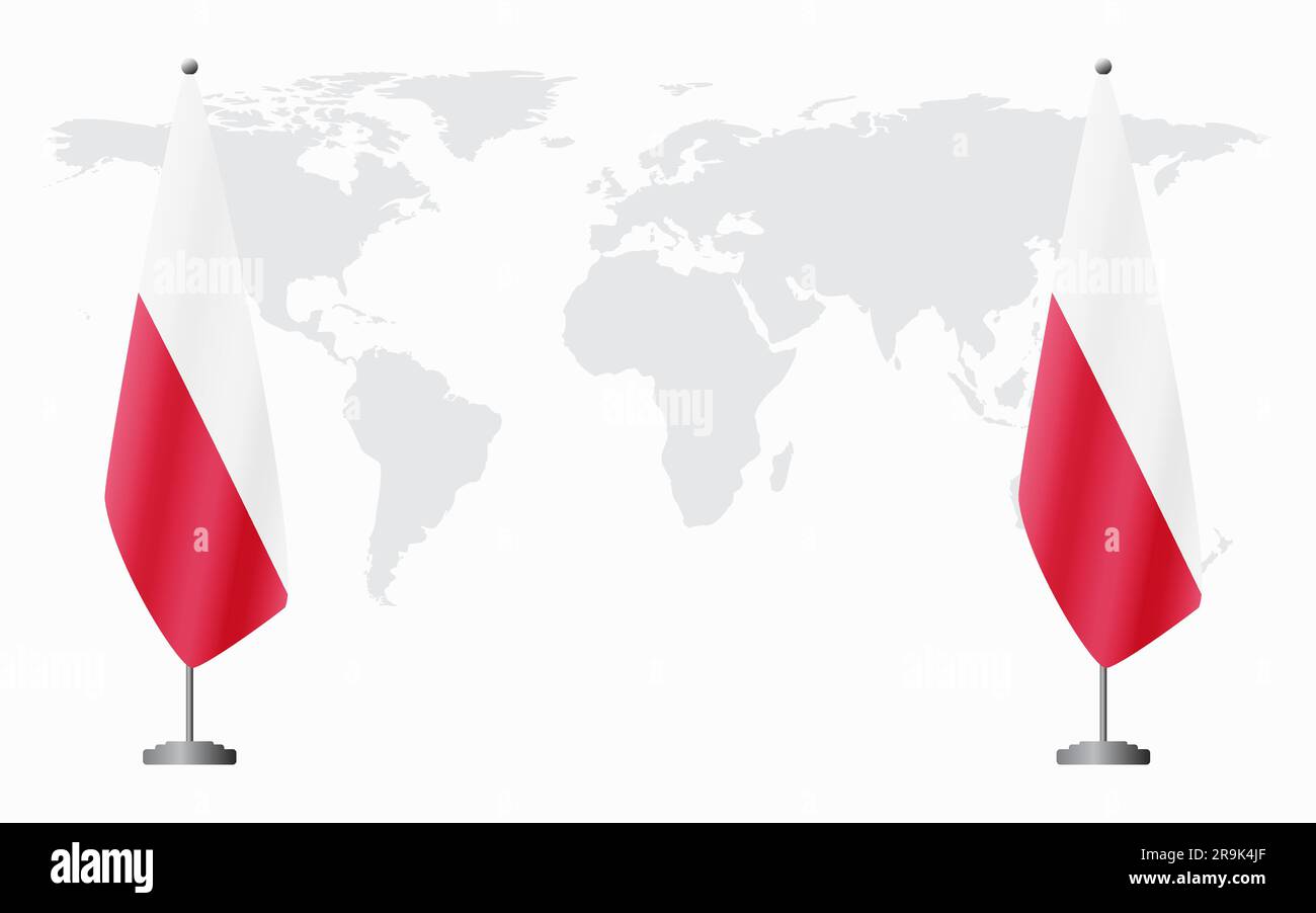 Poland and Poland flags for official meeting against background of world map Stock Vector Image