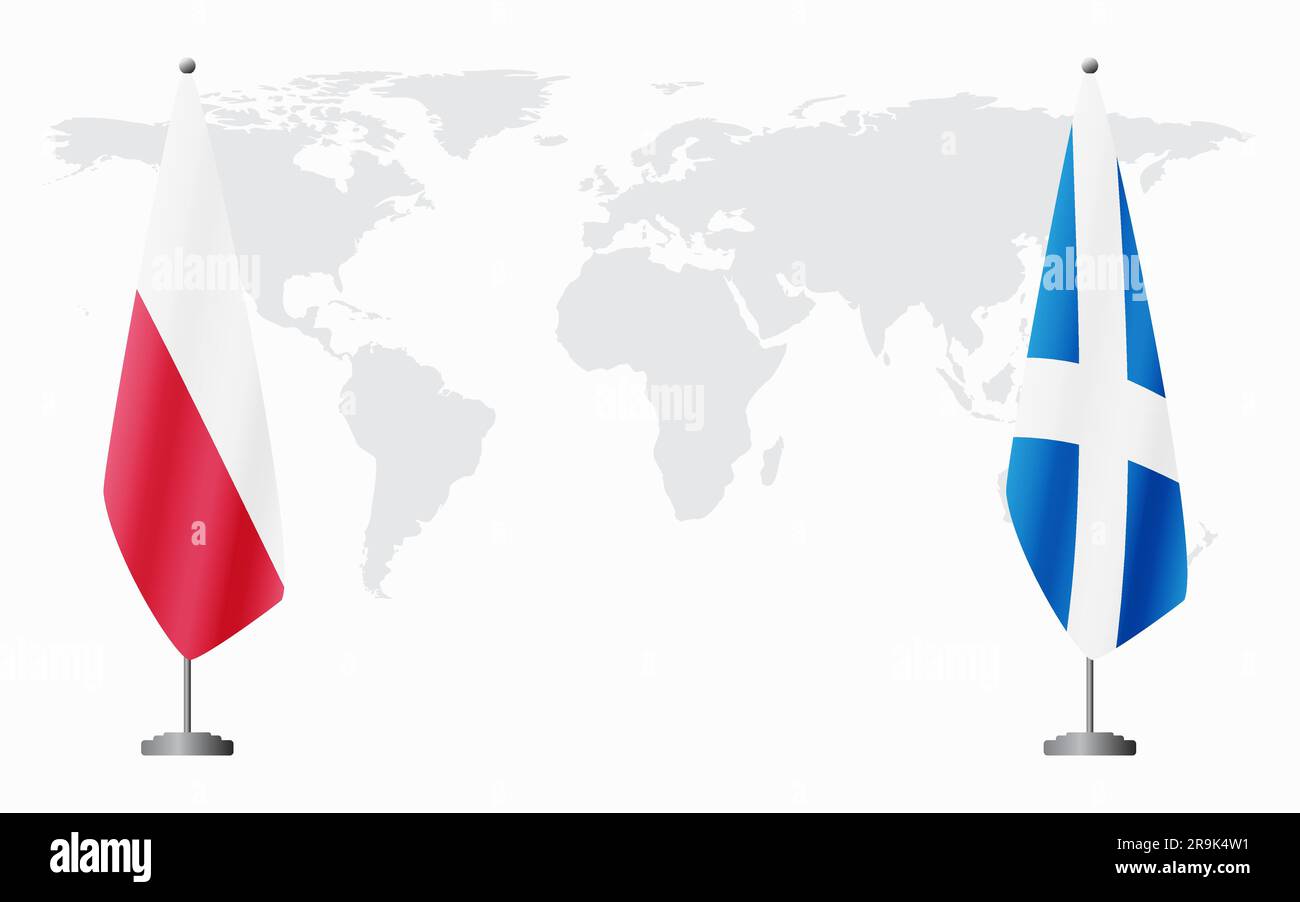 Poland and Scotland flags for official meeting against background of ...