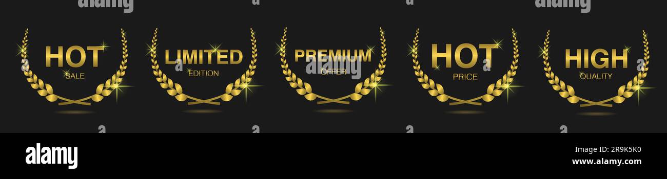 Hot sale golden laurel wreath label set Stock Vector Image & Art - Alamy