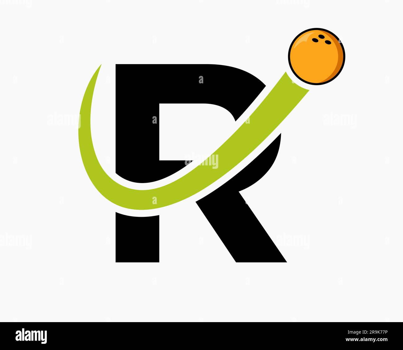 Letter R Bowling Logo. Bowling Ball Symbol With Moving Ball Icon Stock ...