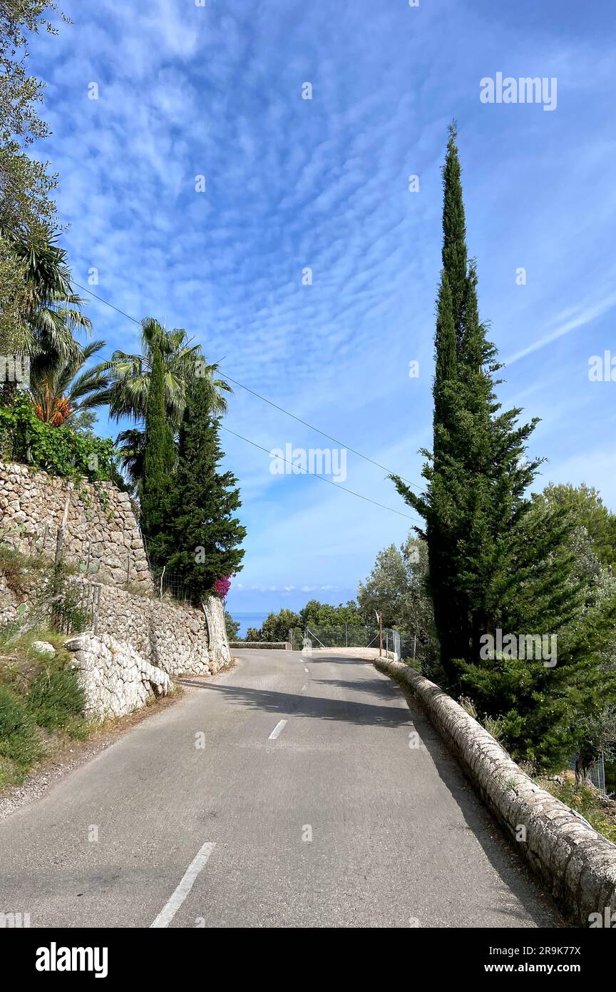 Coastal road Ma10 near Deia, Mallorca, Spain Stock Photo