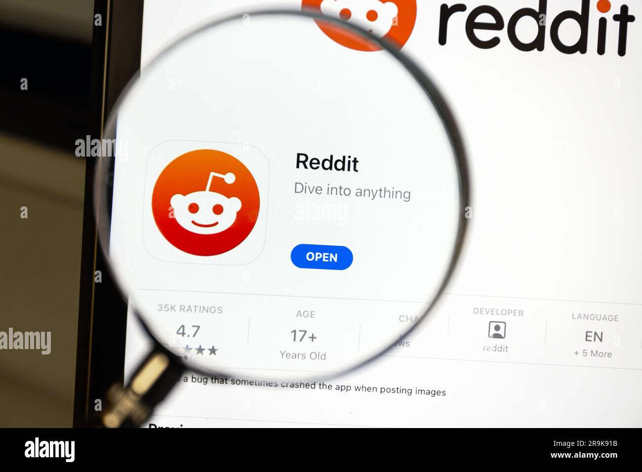 Ostersund, Sweden - Feb 6, 2023: Reddit app on a ipad. Reddit is an American social news aggregation, content rating, and discussion website. Stock Photo