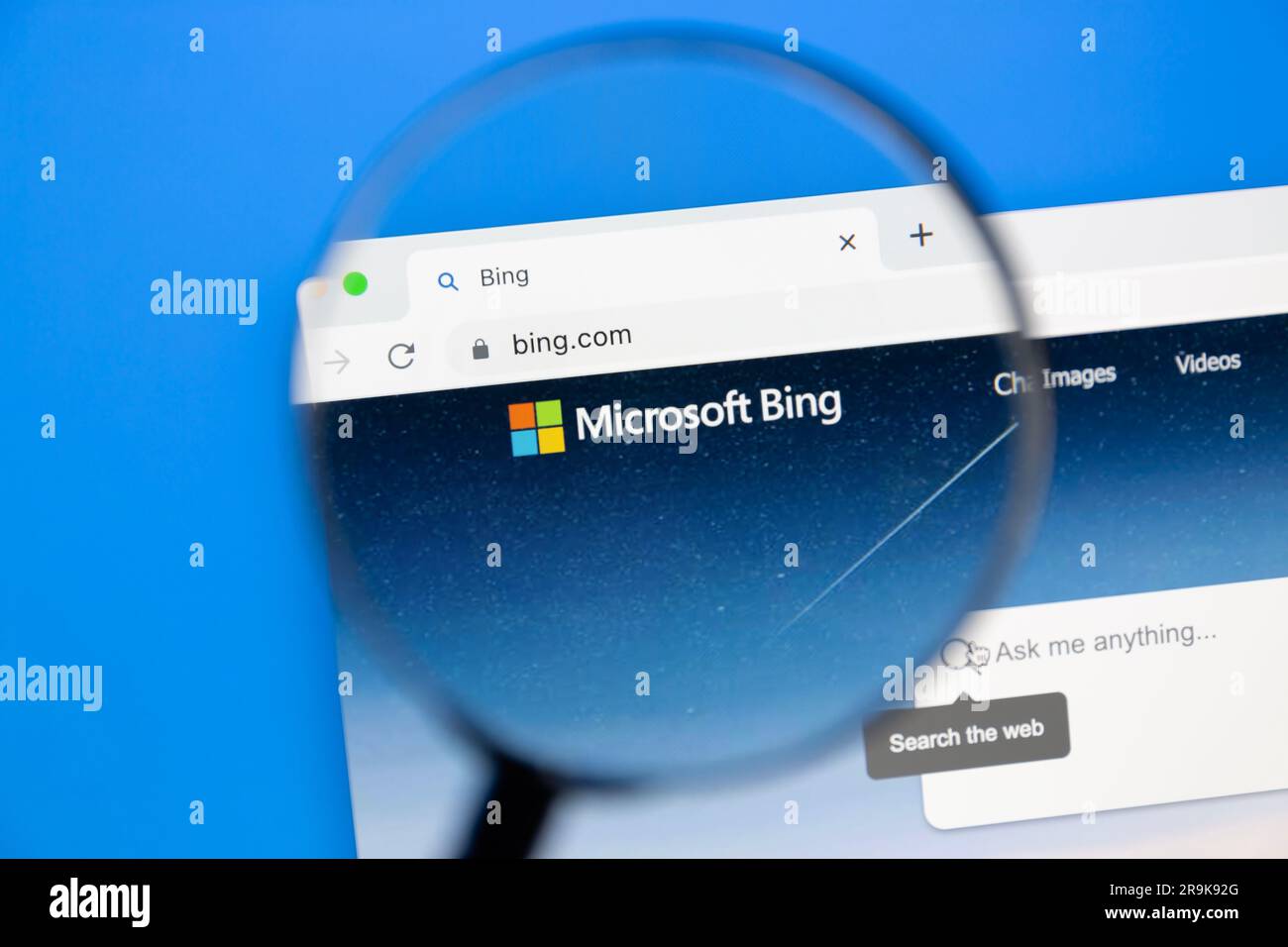 Ostersund, Sweden - Feb 14, 2023: Microsoft Bing homepage  Microsoft Bing is a web search engine owned and operated by Microsoft. Stock Photo