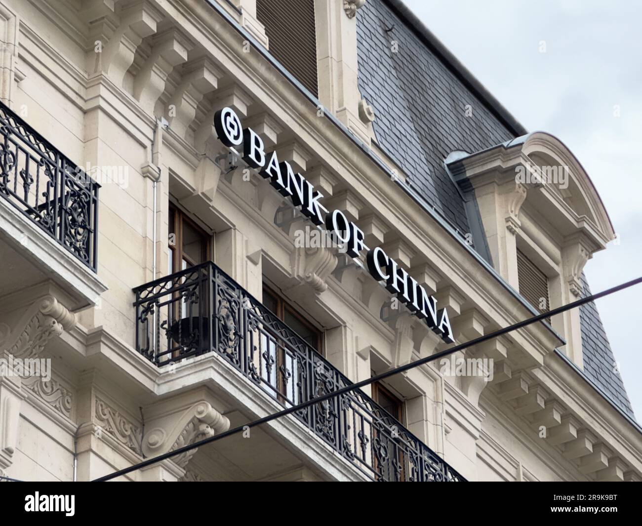 Geneva, Switzerland - Jan 14, 2023: Bank of China logo in Geneva. Bank of China is one of the four biggest state-owned commercial banks in China. Stock Photo