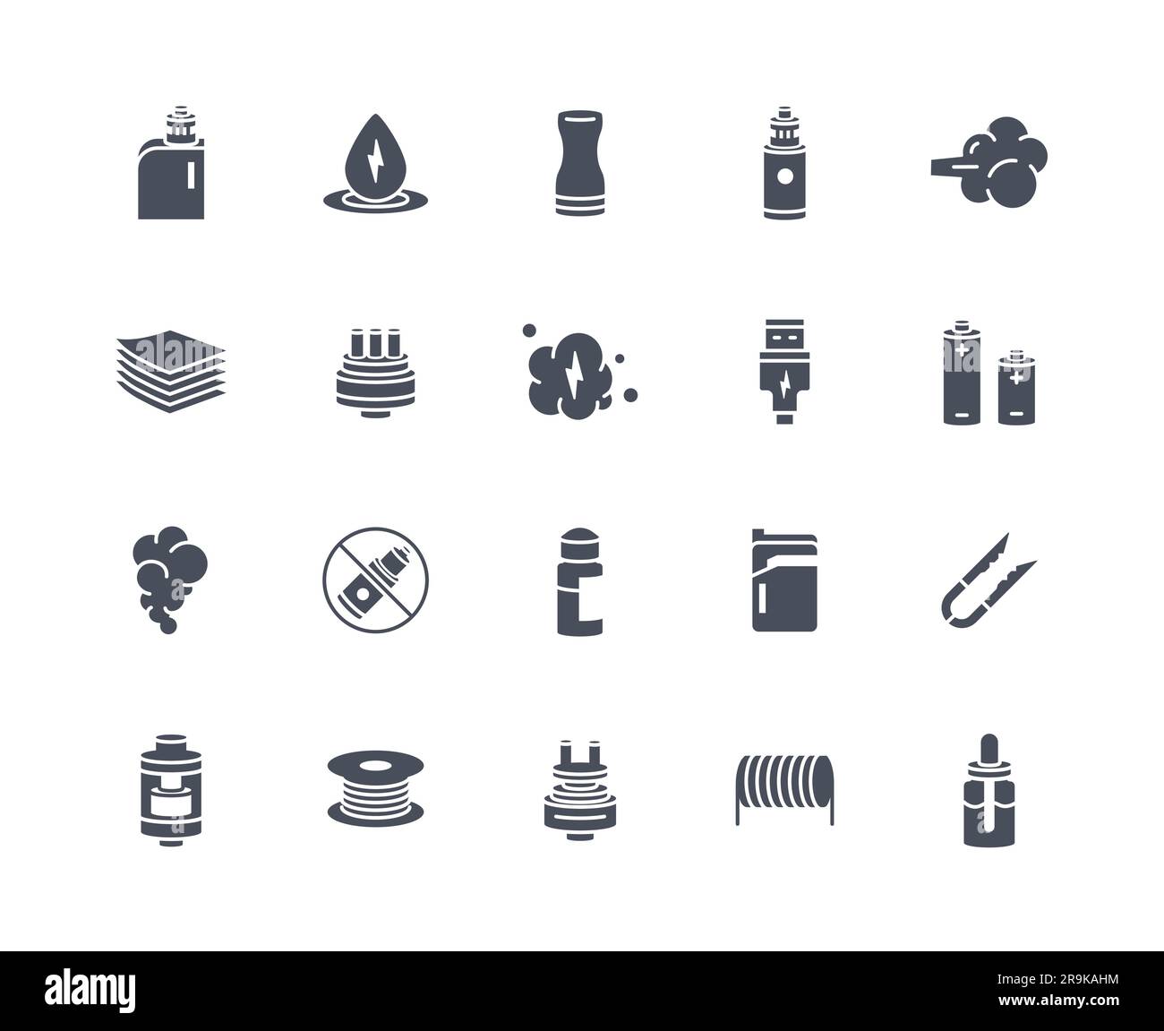Vaping icons black set Stock Vector