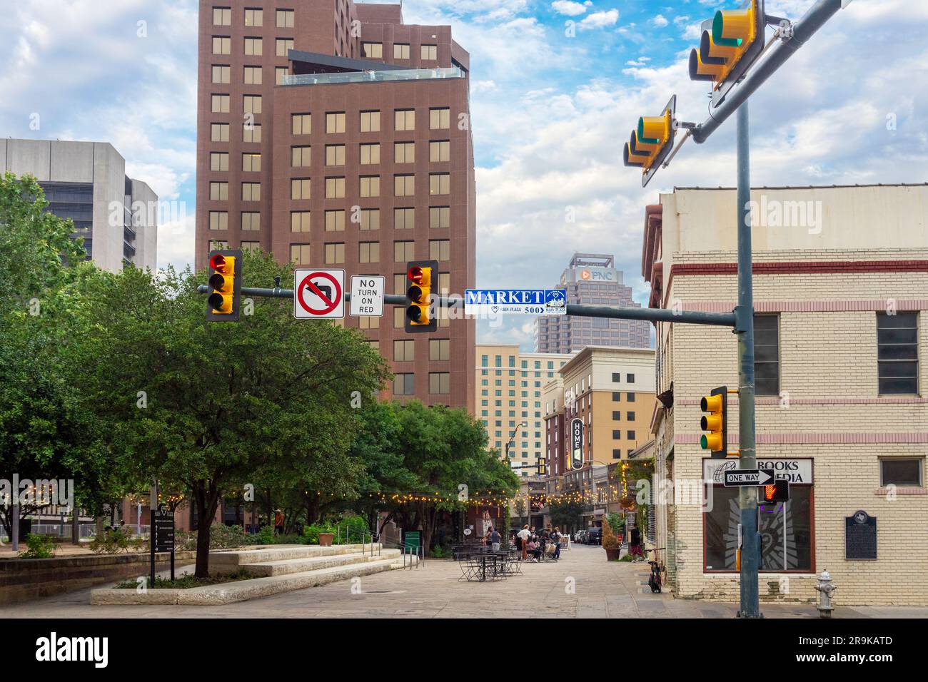 San Antonio, Texas, USA May 8, 2023 View of Main Plaza from Market