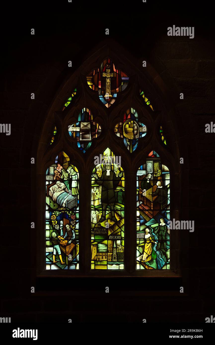 Plague Window, Eyam St Lawrences Parish Church, Eyam, Derbyshire, England, UK Stock Photo