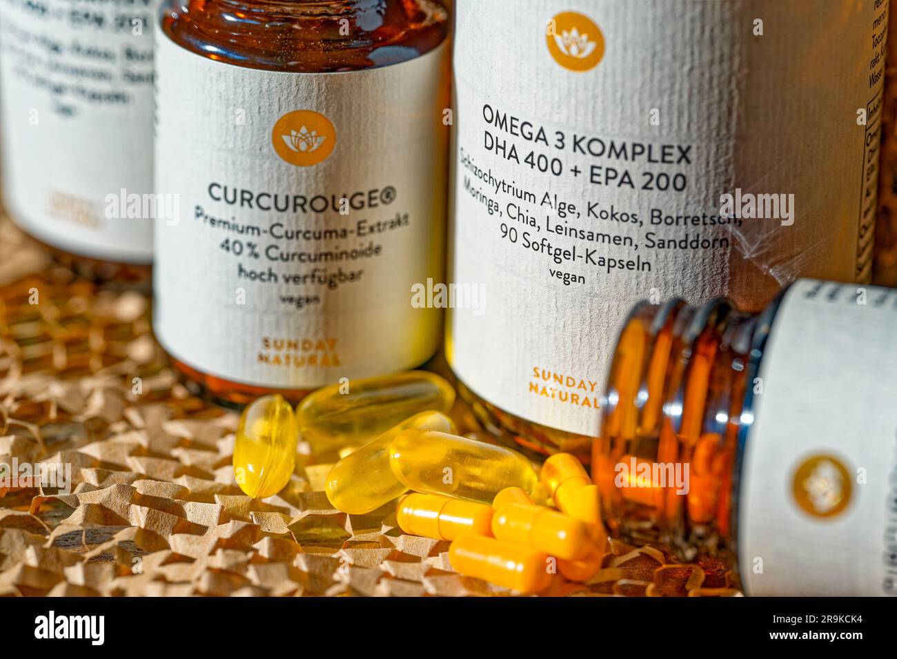 Berlin, Germany June 27, 2023 Bottles with dietary supplements made