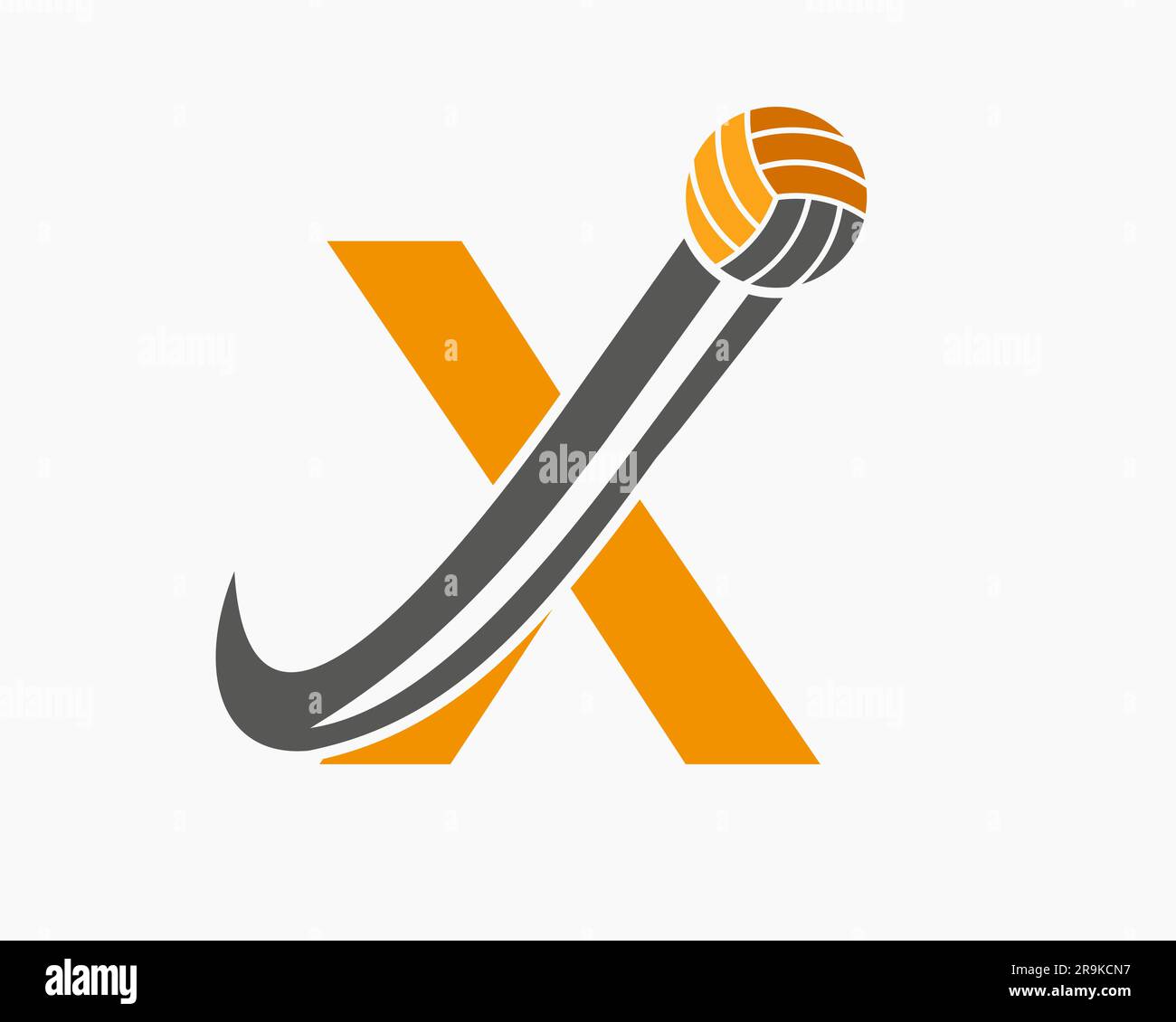 Letter X Volleyball Logo Concept With Moving Volley Ball Icon. Volleyball Sports Logotype Template Stock Vector