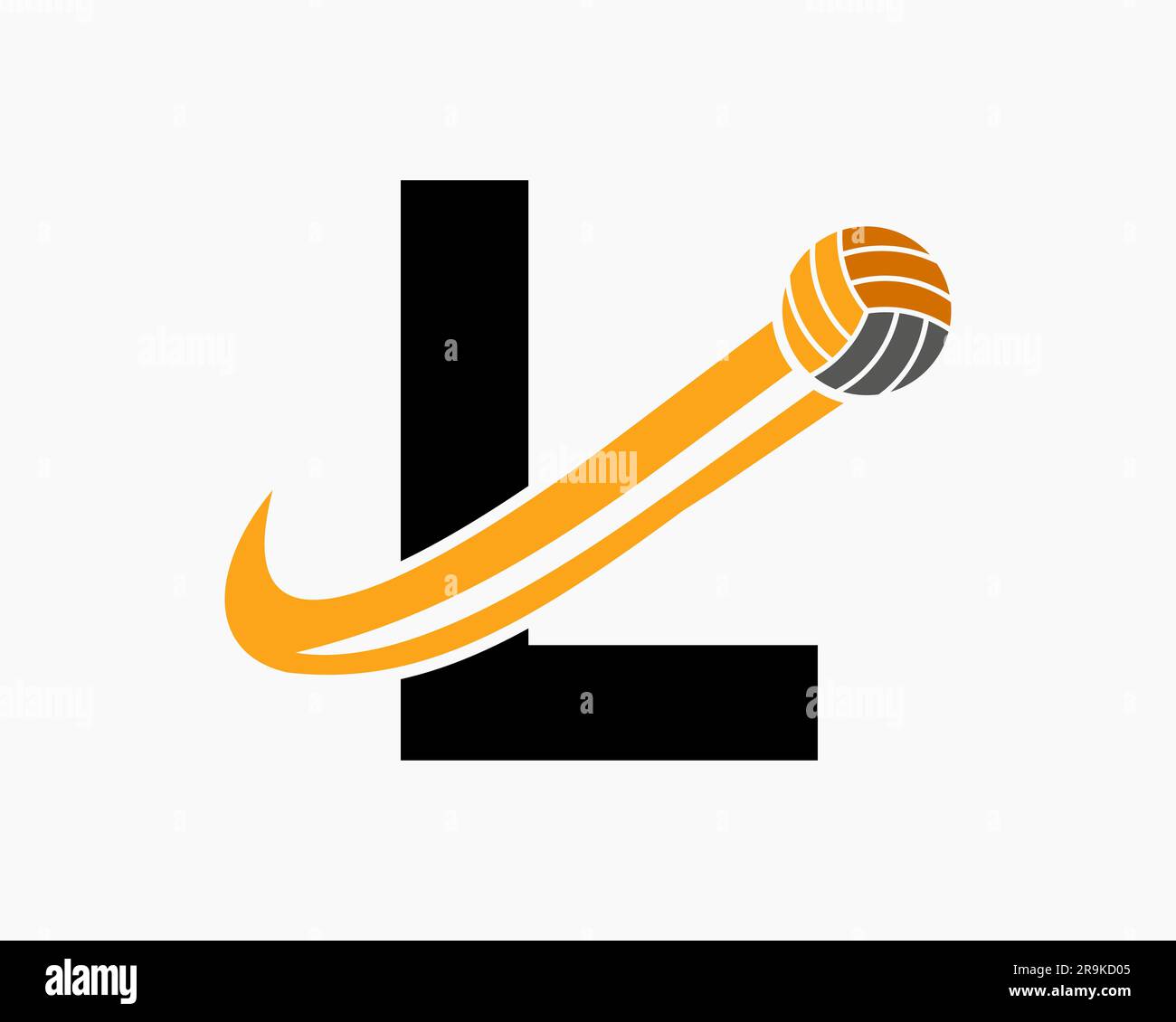 Letter L Volleyball Logo Concept With Moving Volley Ball Icon
