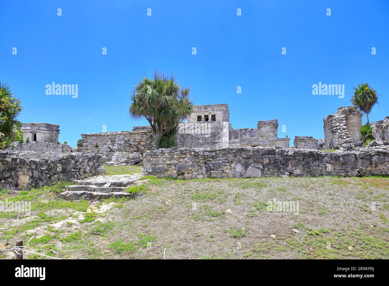 El Castillo, the Castle, Tulum Ruins a Mayan archaeological site at Tulum National Park, Tulum, Quintana Roo, Yucatan Peninsular, Mexico. Stock Photo
