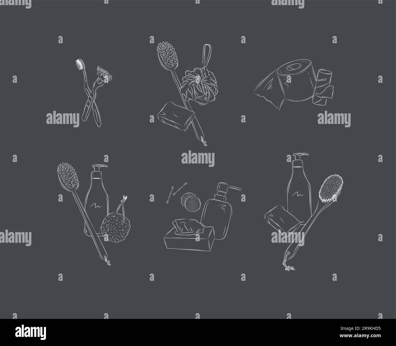 Hygiene bathroom accessories compositions with elements toothbrush