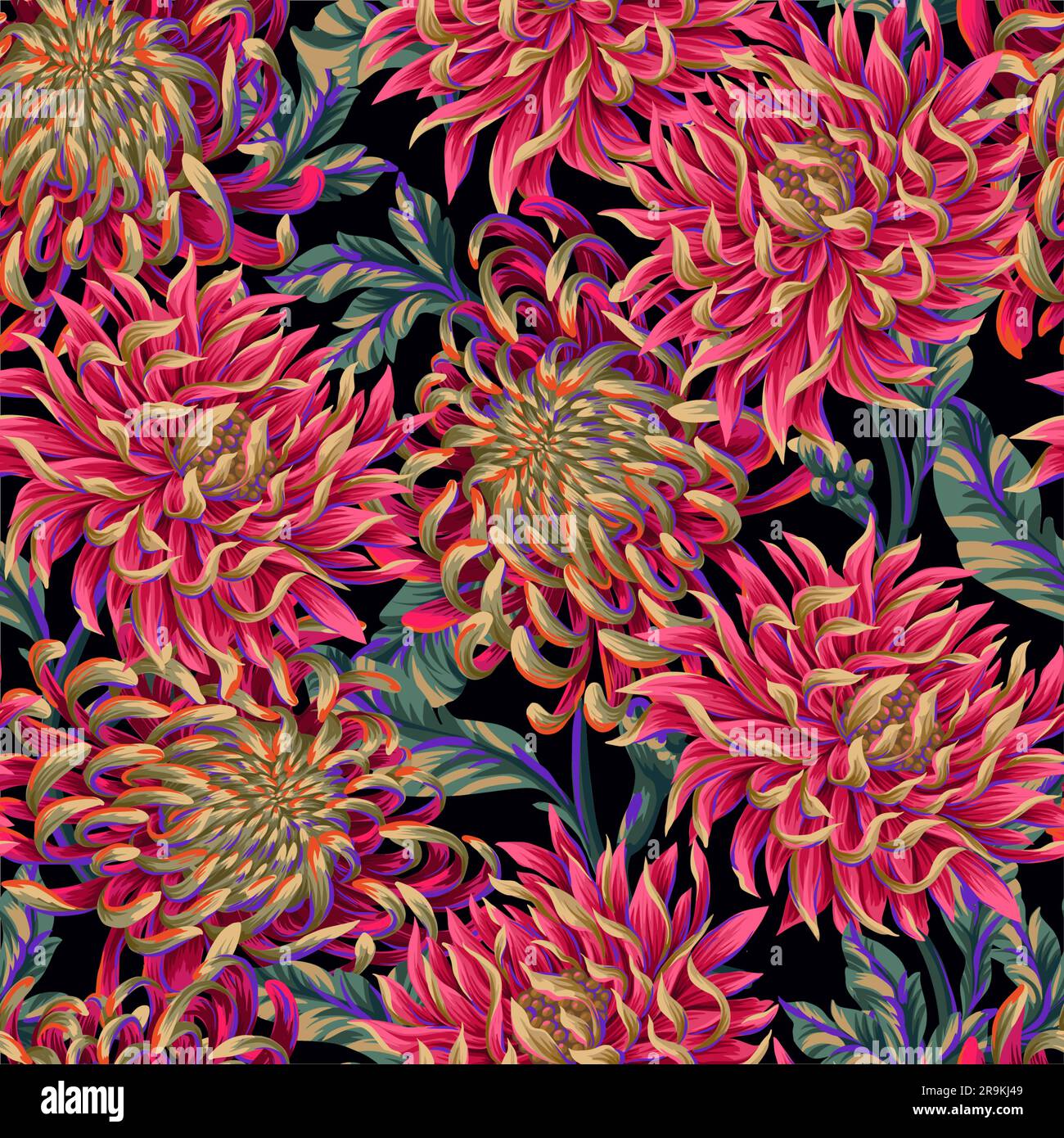 Seamless pattern with chrysanthemums. Vector Stock Vector Image & Art ...