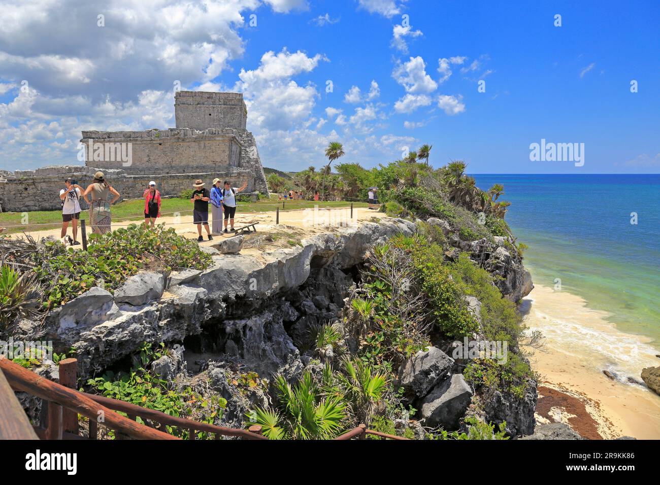 El Castillo, the Castle, Tulum Ruins a Mayan archaeological site on the Riviera Maya at Tulum National Park, Tulum, Quintana Roo, Mexico. Stock Photo