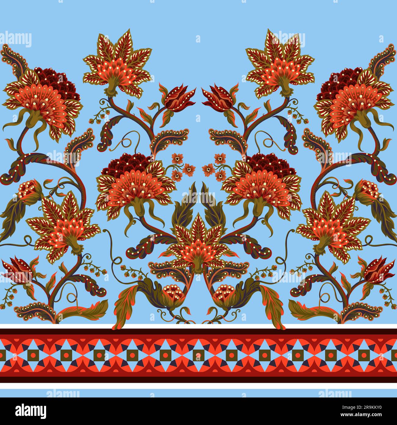 Border with Indian floral ornament. Vector Stock Vector Image & Art - Alamy