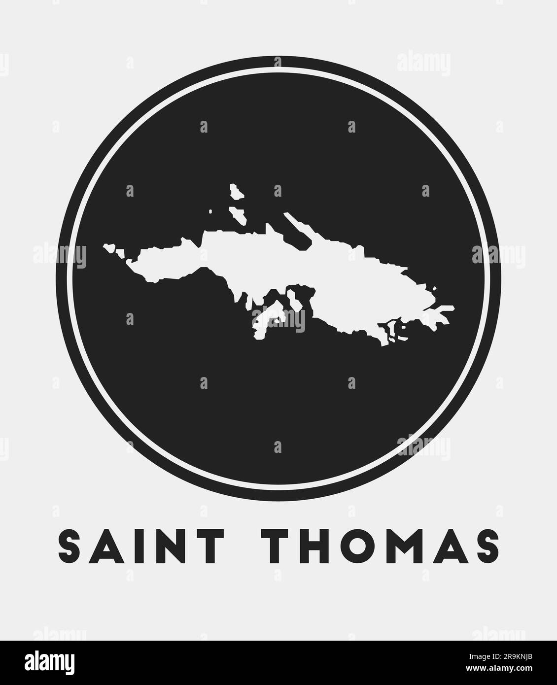 Saint Thomas icon. Round logo with island map and title. Stylish Saint ...