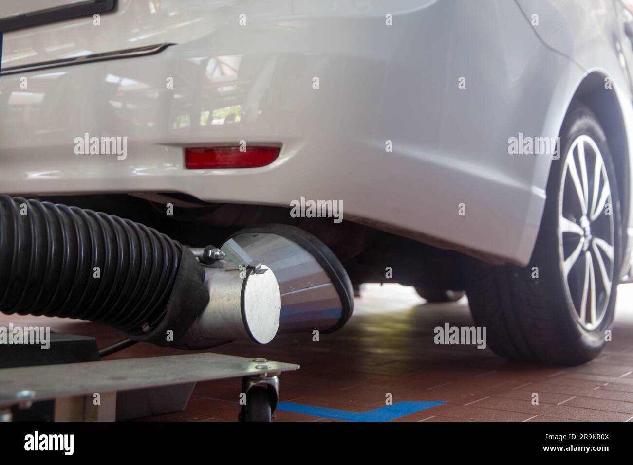 Car at the exhaust emission test Stock Photo Alamy