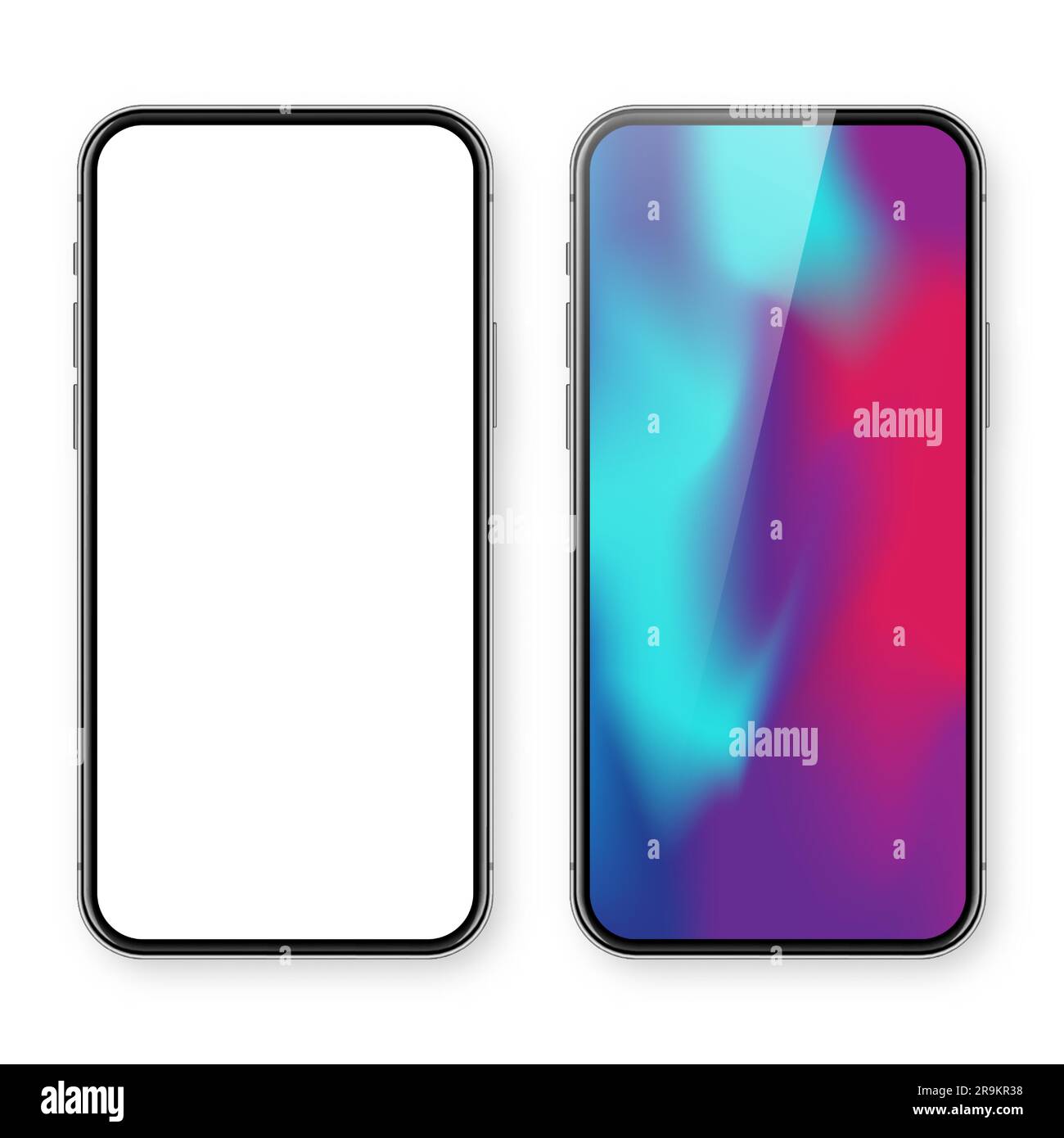 Smartphone with blank touch screen and abstract colorful background ...