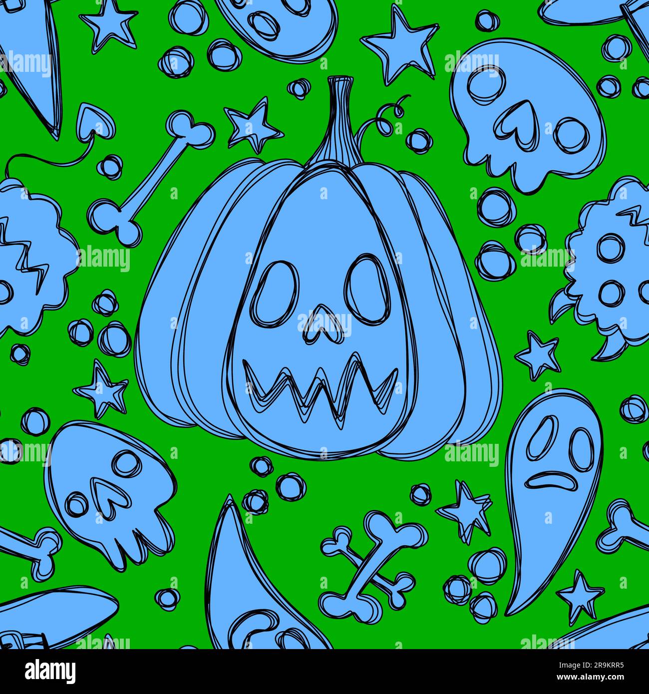 Halloween cartoon seamless pumpkins and witch hat and ghost pattern for ...