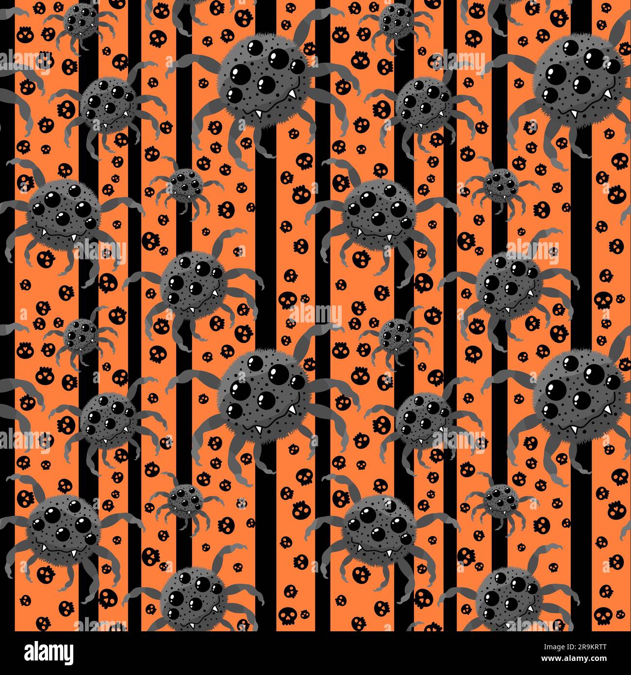 Cartoon monsters seamless Halloween spider pattern for wallpaper and ...