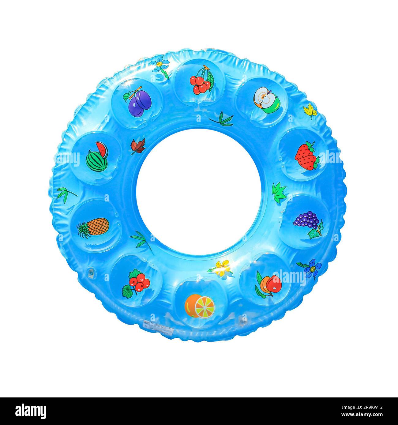 Blue colored Inflatable ring isolated on white background. Blue swim