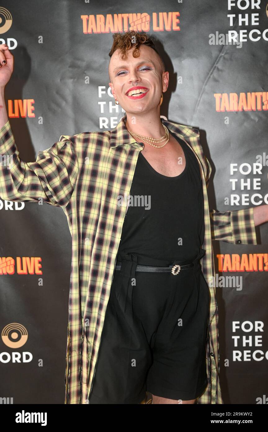 Riverside Studios, London, UK. 27th June, 2023. Aidan Sadler is an award-winning queer cabaret artist attends the Press night of Tarantino Live: Fox Force Five and the Tyranny of Evil Men at Riverside Studios. Credit: See Li/Picture Capital/Alamy Live News Stock Photo