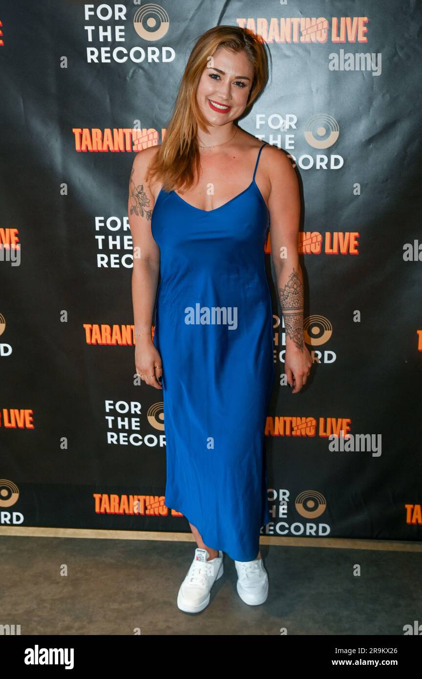 Riverside Studios, London, UK. 27th June, 2023. Charlotte Weidenbach is an peloton-instructor attends the Press night of Tarantino Live: Fox Force Five and the Tyranny of Evil Men at Riverside Studios. Credit: See Li/Picture Capital/Alamy Live News Stock Photo