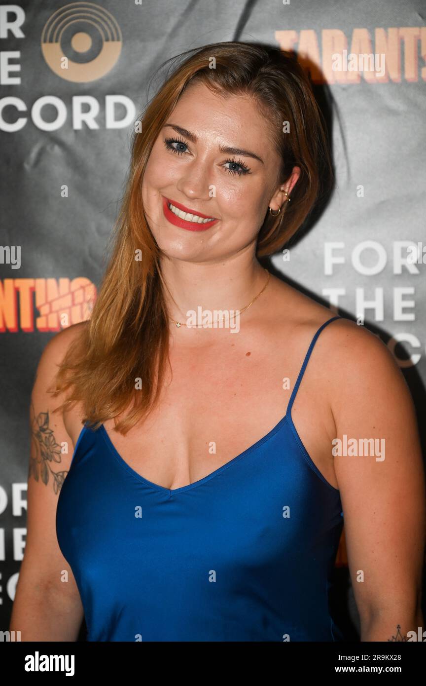 Riverside Studios, London, UK. 27th June, 2023. Charlotte Weidenbach is an peloton-instructor attends the Press night of Tarantino Live: Fox Force Five and the Tyranny of Evil Men at Riverside Studios. Credit: See Li/Picture Capital/Alamy Live News Stock Photo