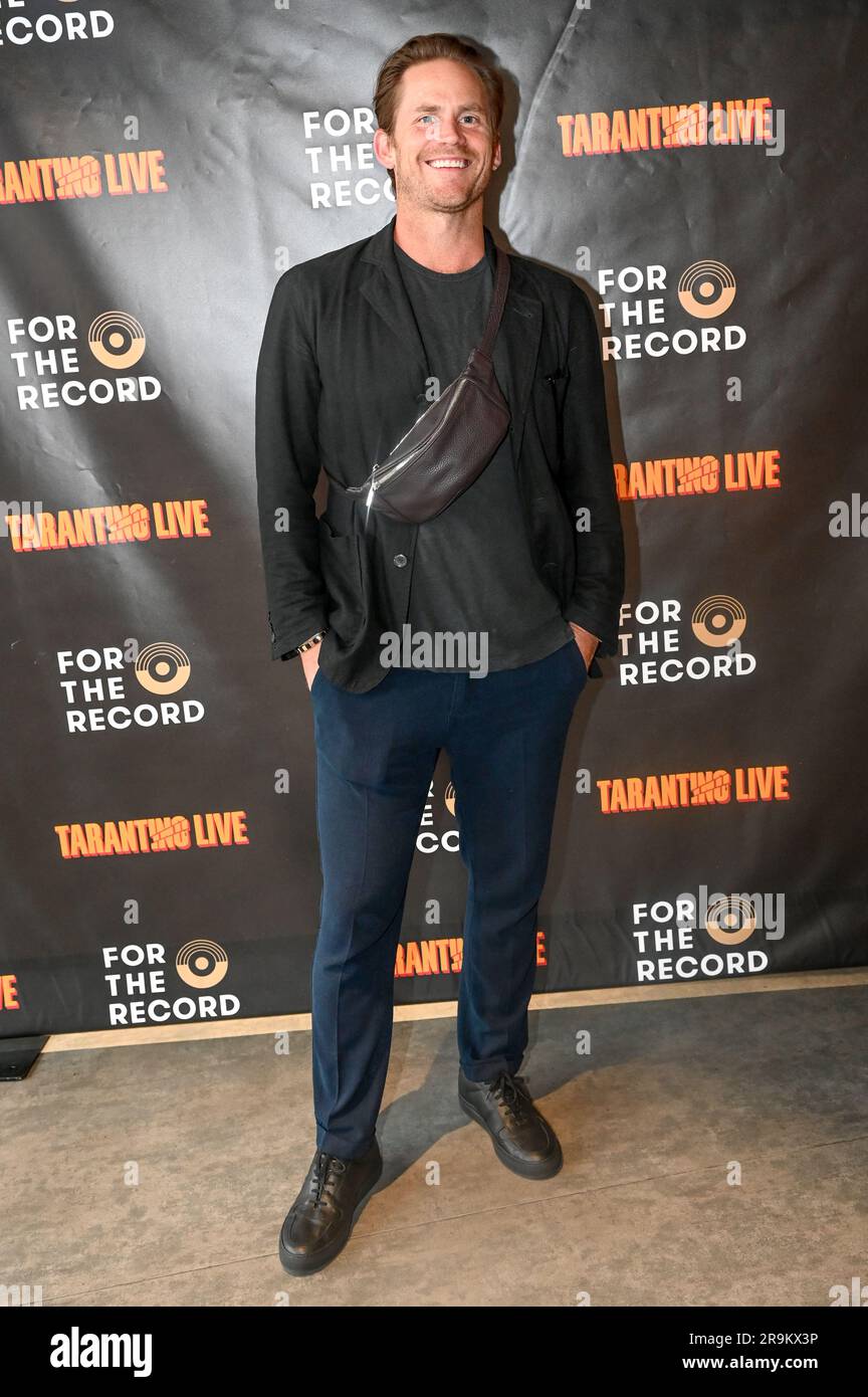 Riverside Studios, London, UK. 27th June, 2023. Declan Bennett attends the Press night of Tarantino Live: Fox Force Five and the Tyranny of Evil Men at Riverside Studios. Credit: See Li/Picture Capital/Alamy Live News Stock Photo