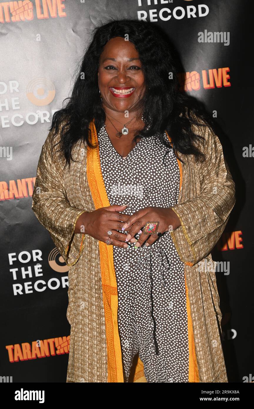 Riverside Studios, London, UK. 27th June, 2023. Kym Mazelle is an American singer attends the Press night of Tarantino Live: Fox Force Five and the Tyranny of Evil Men at Riverside Studios Credit: See Li/Picture Capital/Alamy Live News Stock Photo